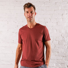 Everyday Tee with V-Neck in Crimson