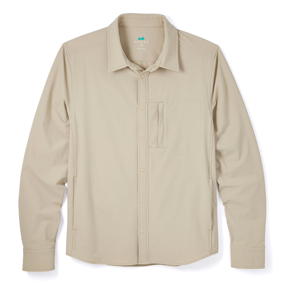 Everyday Overshirt in Khaki from Myles Apparel