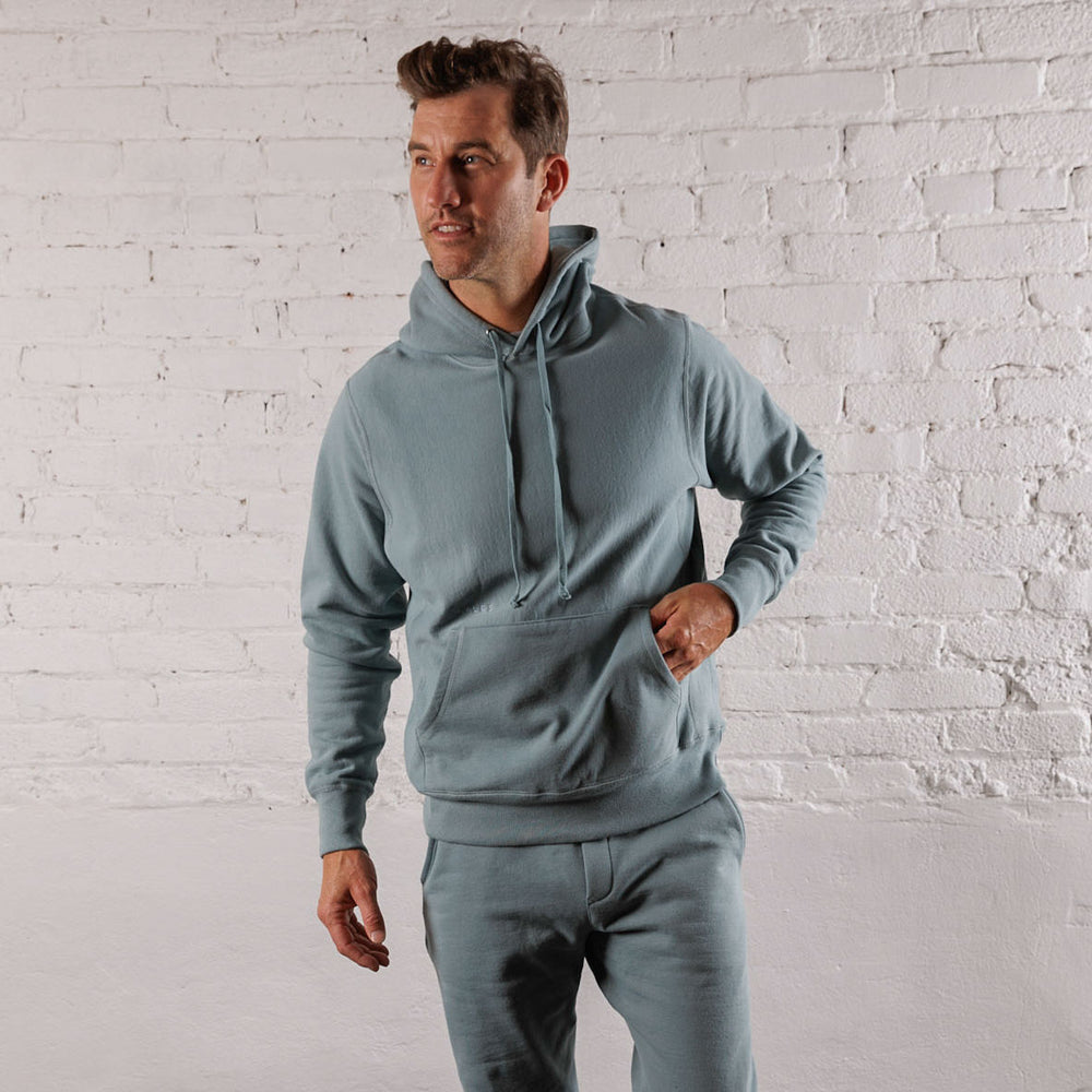 Skyline Heavyweight Fleece Hoodie in Steely Blue from Myles Apparel