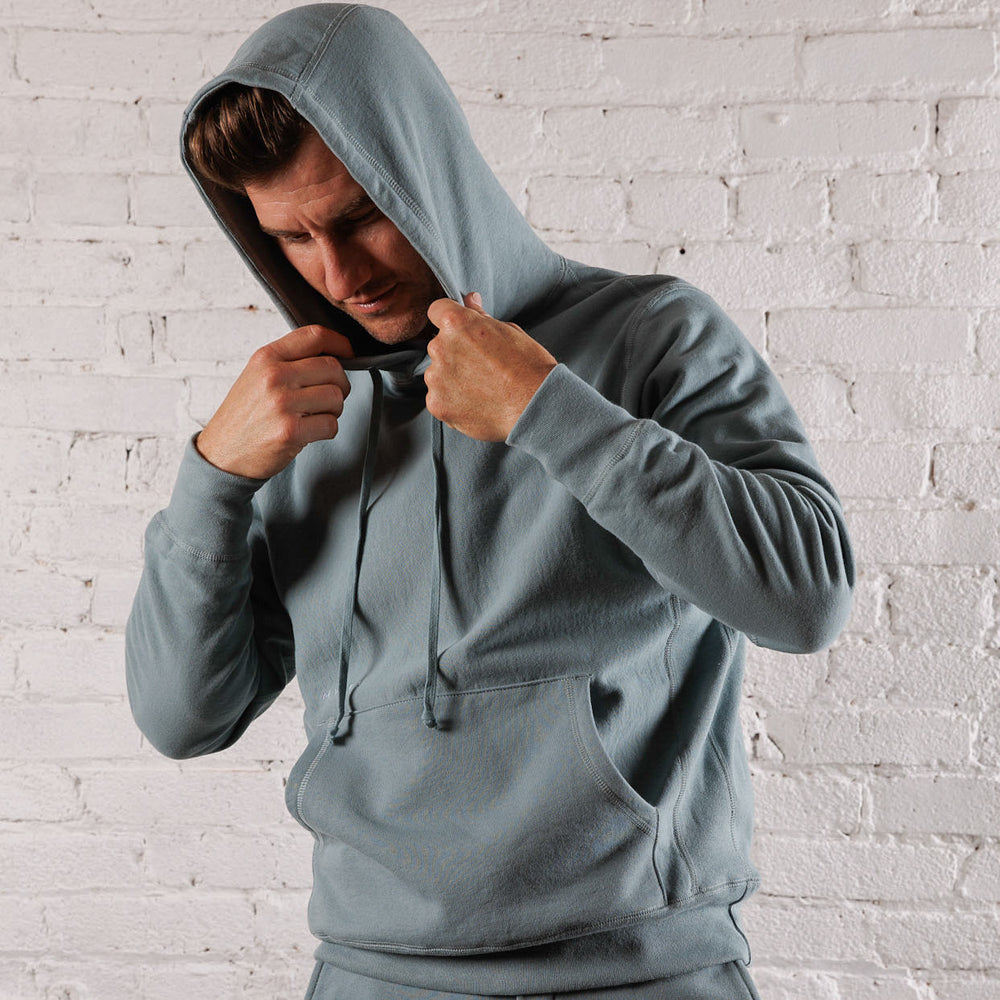 Skyline Heavyweight Fleece Hoodie in Steely Blue from Myles Apparel