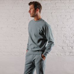 Skyline Heavyweight Fleece Crewneck in Steely Blue from Myles Apparel