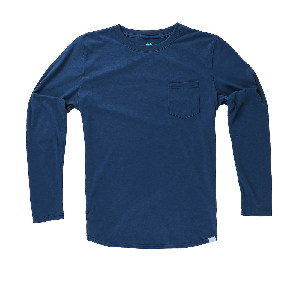 Everyday Long Sleeve Tee with Pocket in River from Myles Apparel