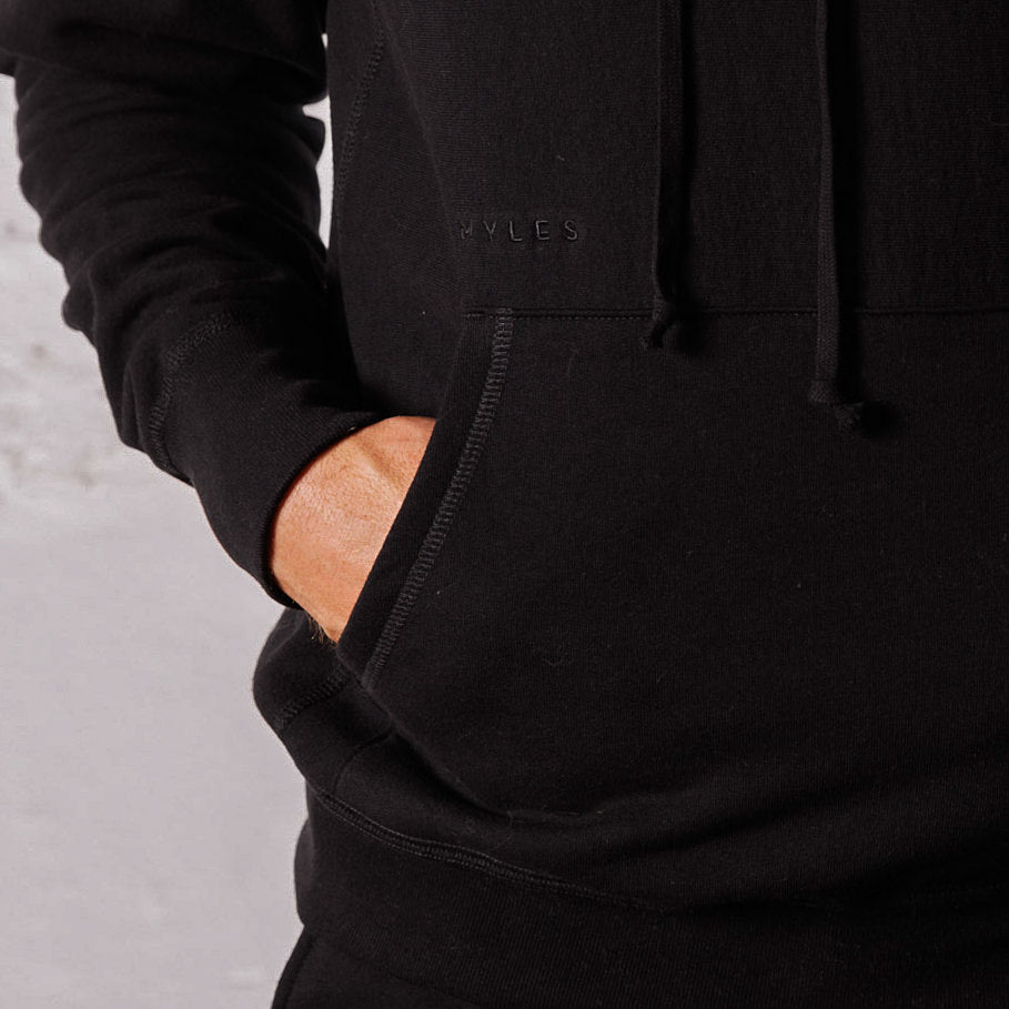 Skyline Heavyweight Fleece Hoodie in Black from Myles Apparel