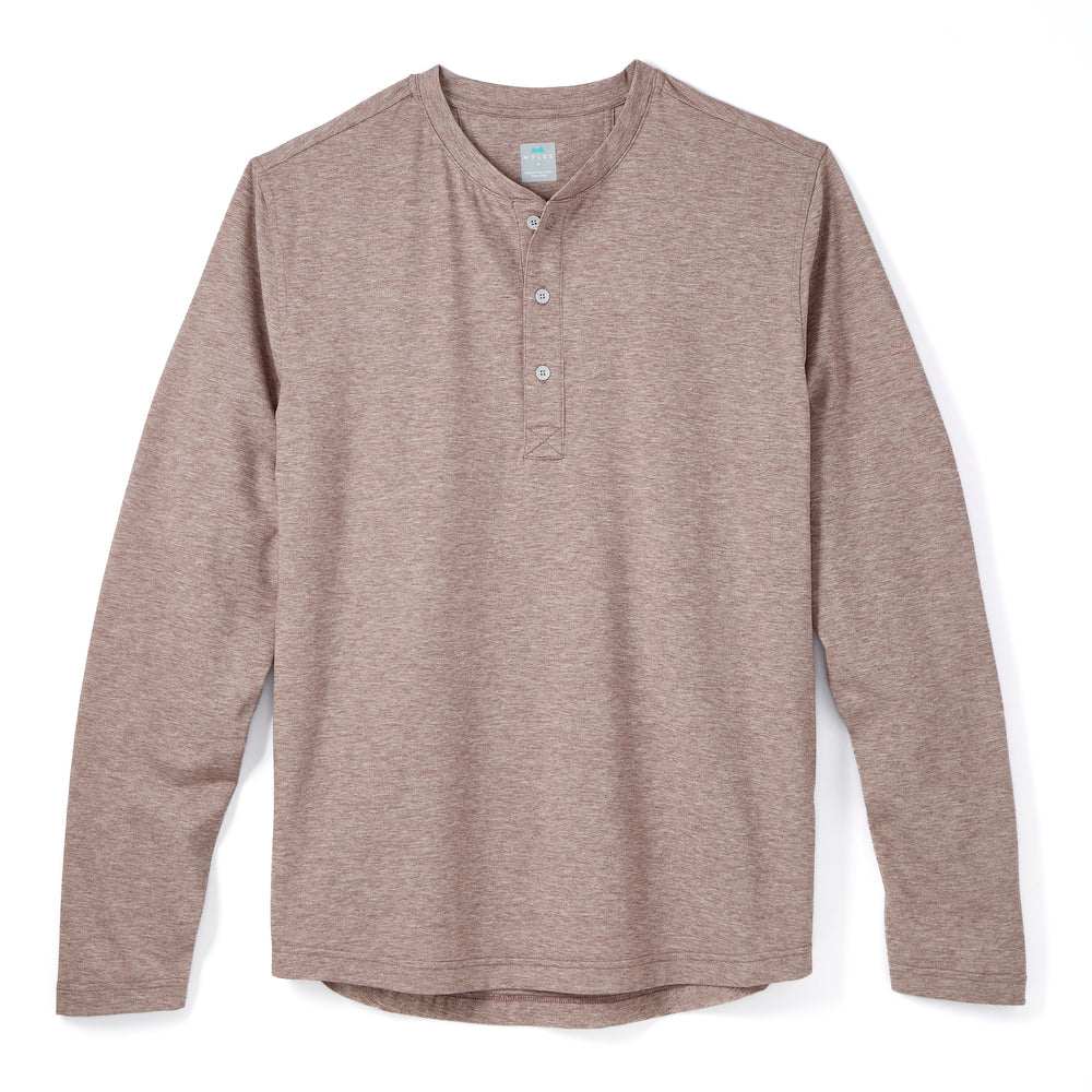 Everyday Henley Long Sleeve in Heather Clay from Myles Apparel