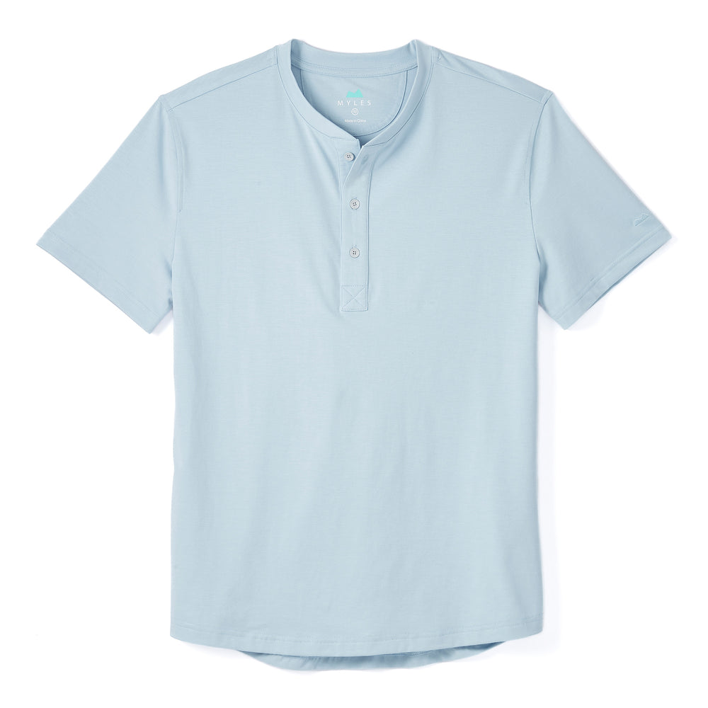 Everyday Henley Short Sleeve in Blue Fog from Myles Apparel
