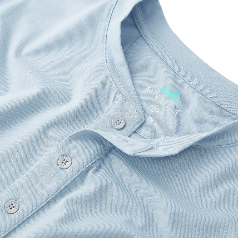 Everyday Henley Short Sleeve in Blue Fog from Myles Apparel