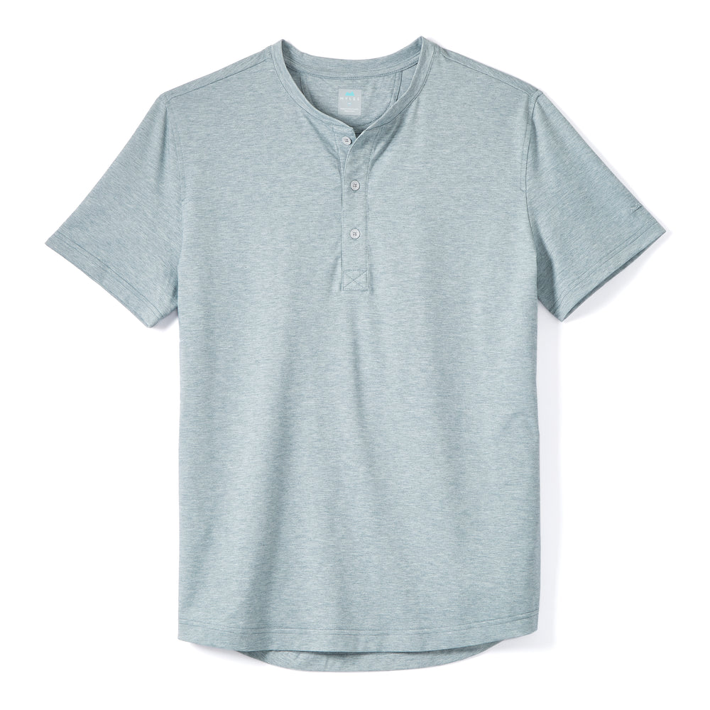 Everyday Henley Short Sleeve in Heather Steely Blue from Myles Apparel