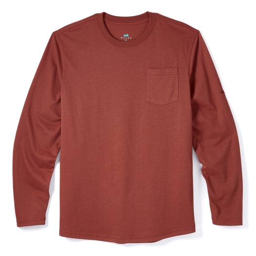 Everyday Long Sleeve Tee with Pocket in Crimson from Myles Apparel