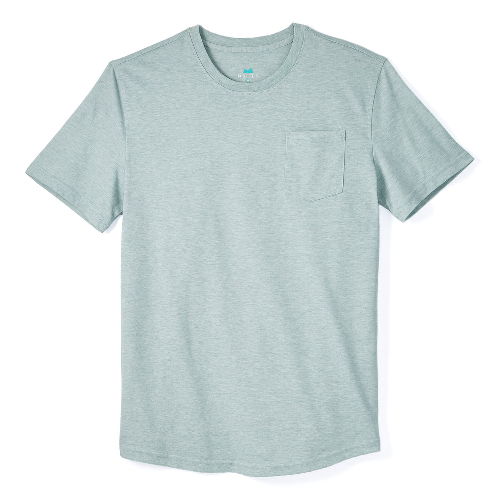 Everyday Tee with Pocket in Heather Gray Green from Myles Apparel