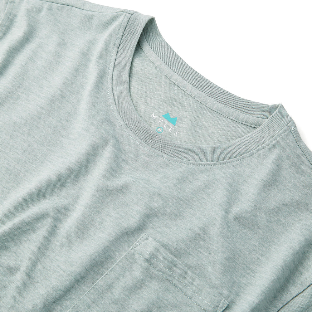 Everyday Tee with Pocket in Heather Gray Green from Myles Apparel