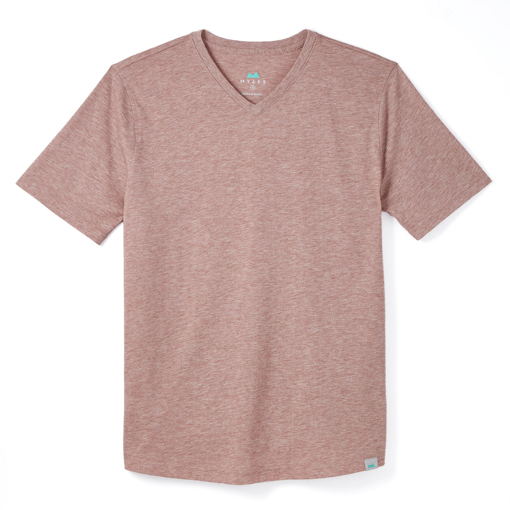 Everyday Tee with V-Neck in Heather Crimson from Myles Apparel