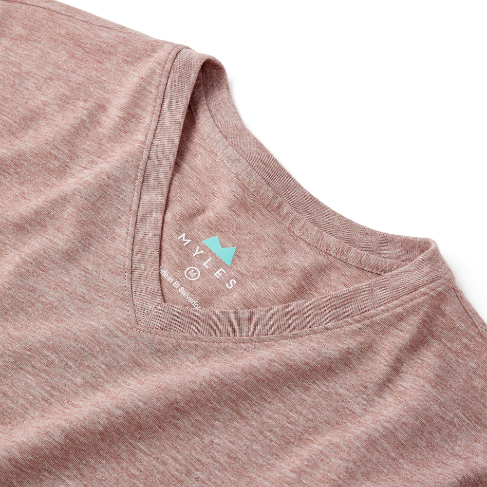 Everyday Tee with V-Neck in Heather Crimson from Myles Apparel
