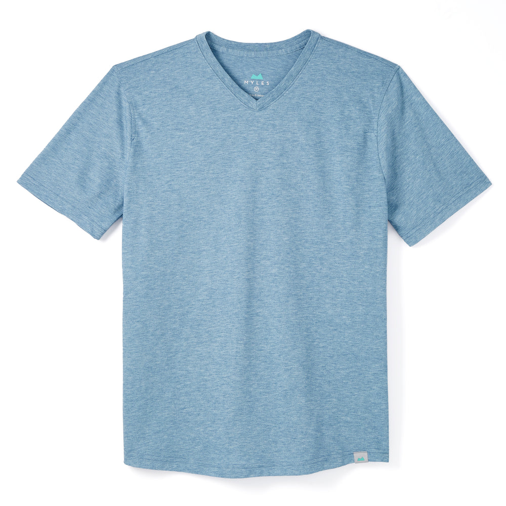 Everyday Tee with V-Neck in Heather Indigo from Myles Apparel