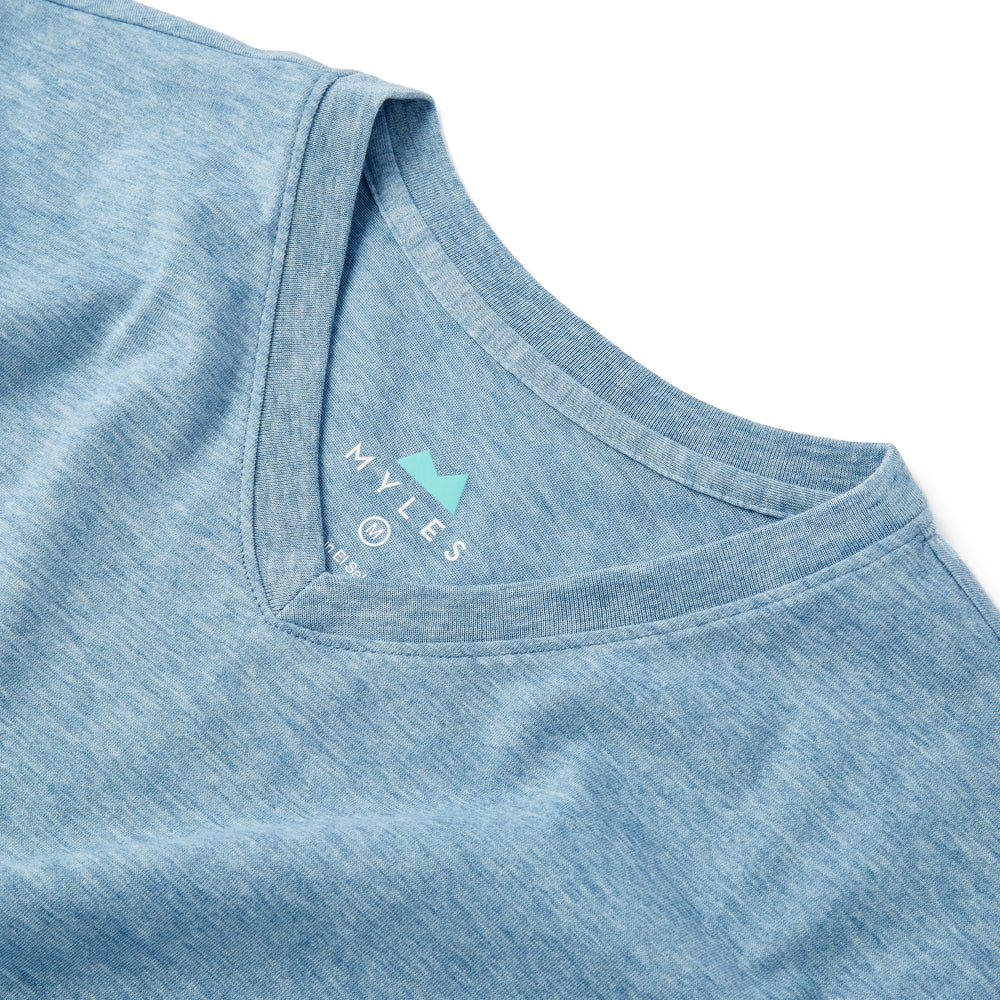 Everyday Tee with V-Neck in Heather Indigo from Myles Apparel