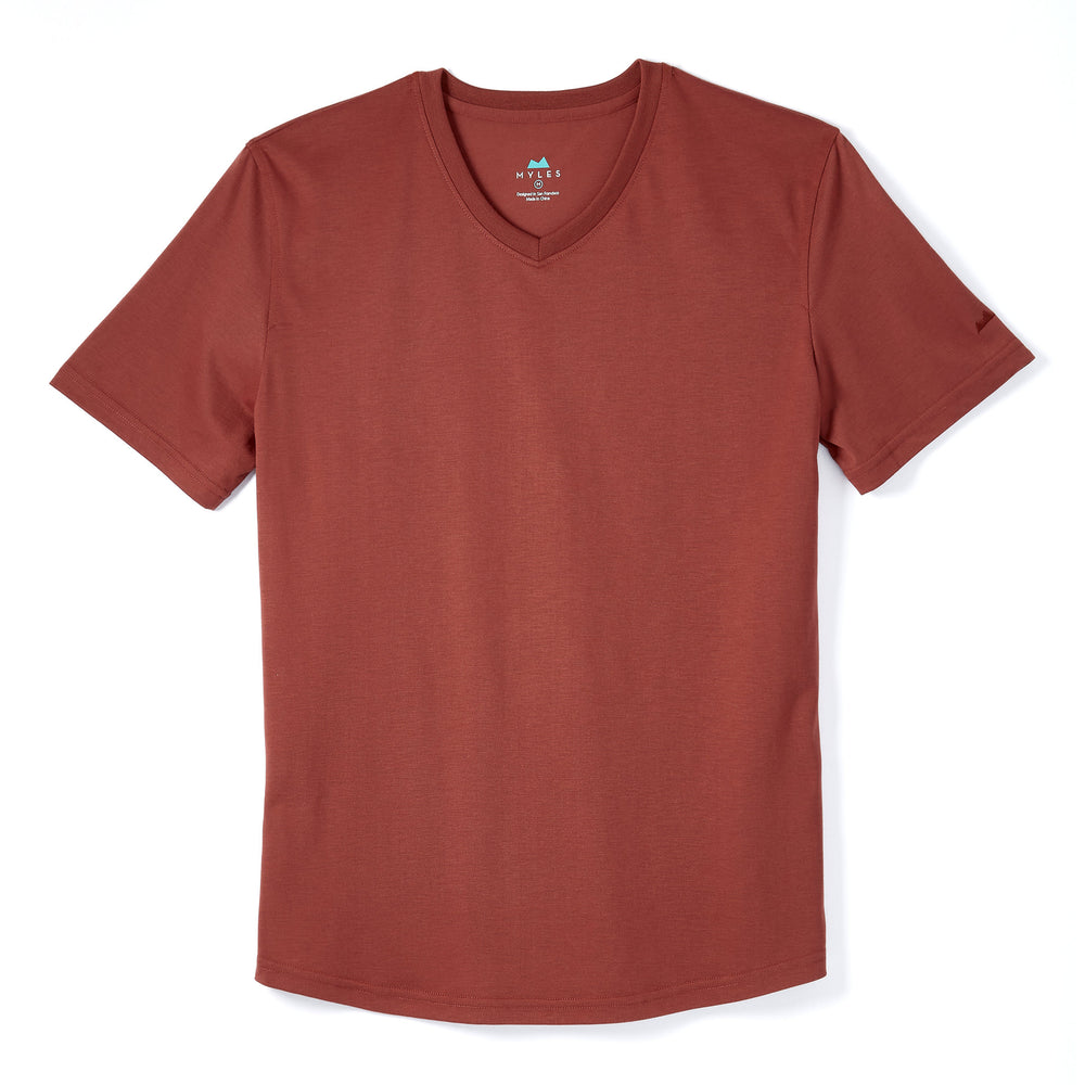 Everyday Tee with V-Neck in Crimson from Myles Apparel
