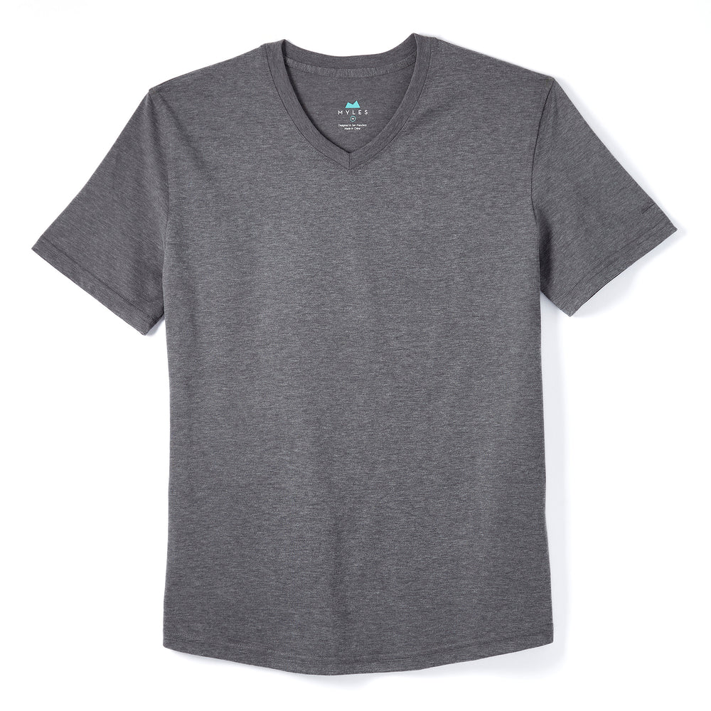 Everyday Tee with V-Neck in Heather Black from Myles Apparel