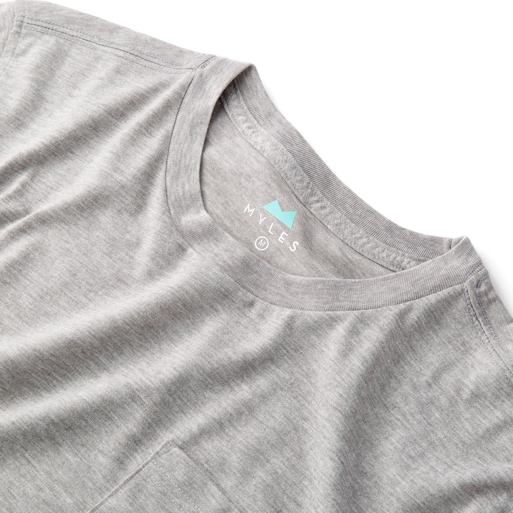 Everyday Long Sleeve Tee with Pocket in Heather Gray from Myles Apparel
