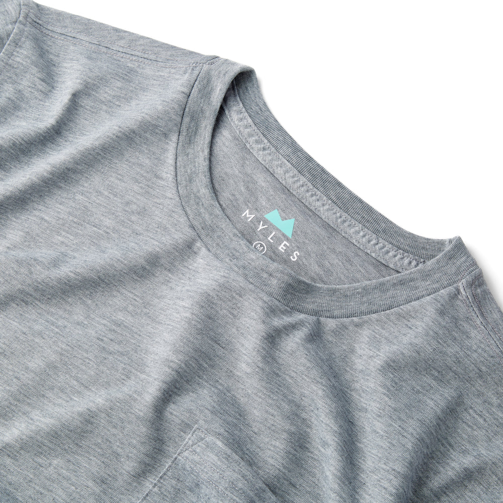 Everyday Long Sleeve Tee with Pocket in Heather Storm from Myles Apparel