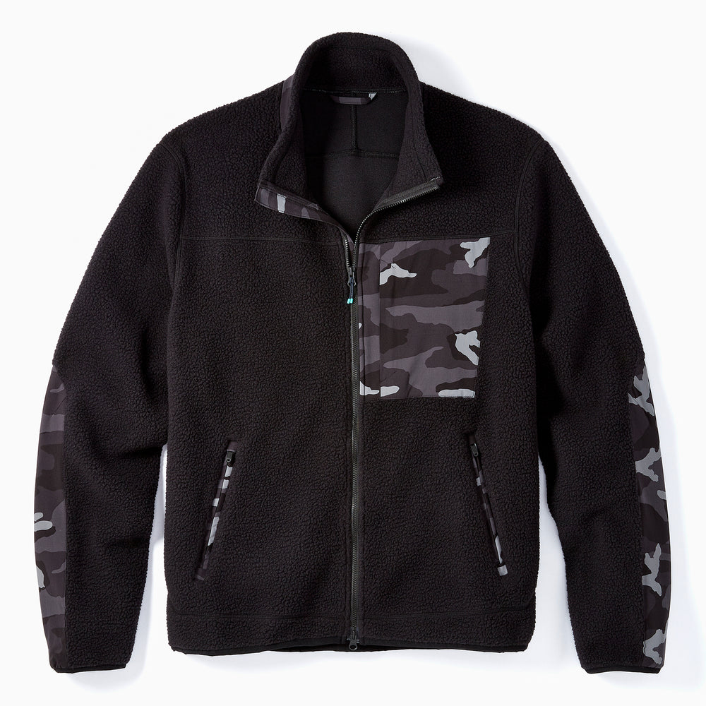 High Pile Sherpa Jacket in Black Camo from Myles Apparel