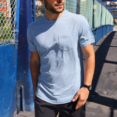 Everyday Tee with Pocket in Heather Indigo