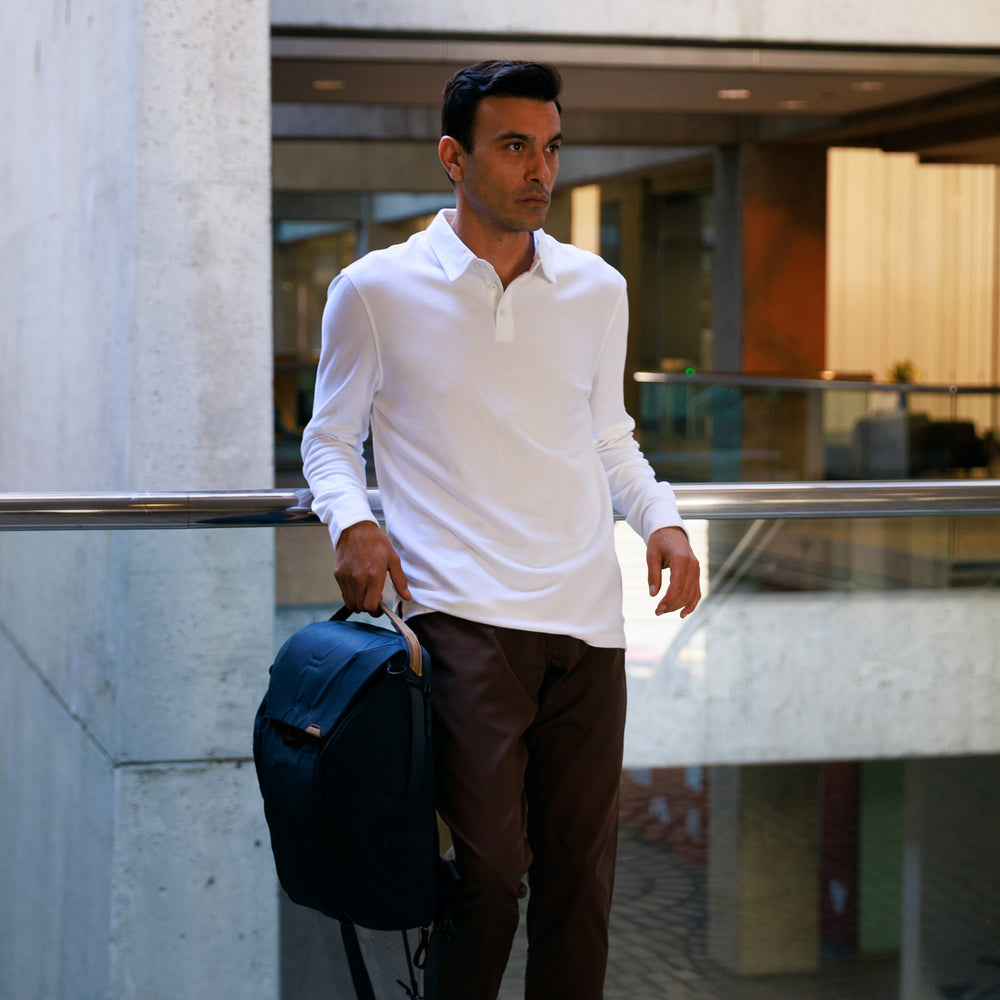 Tour Polo Long Sleeve in Off White from Myles Apparel