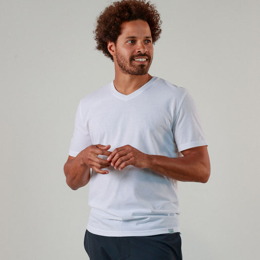 Everyday Tee with V-Neck in White from Myles Apparel