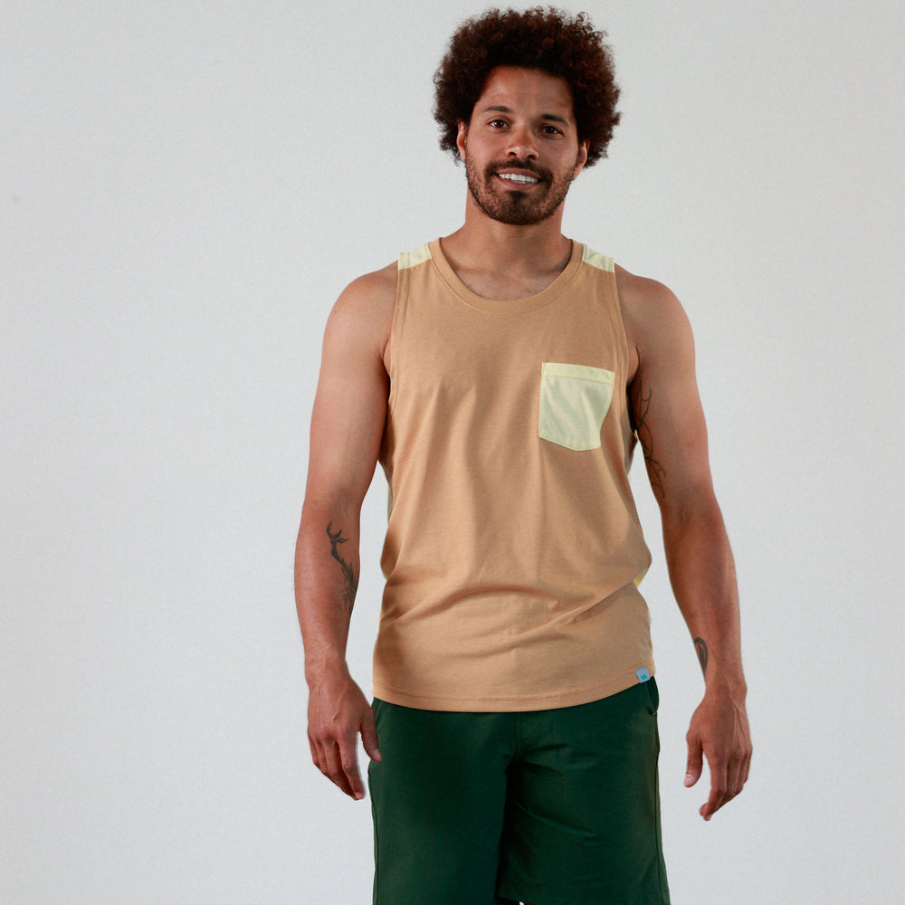 Everyday Tank in Camel Colorblock from Myles Apparel