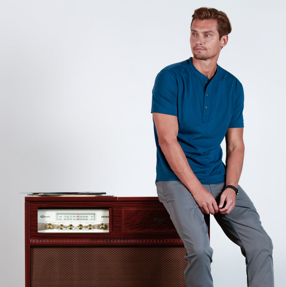 Everyday Henley Short Sleeve in River from Myles Apparel
