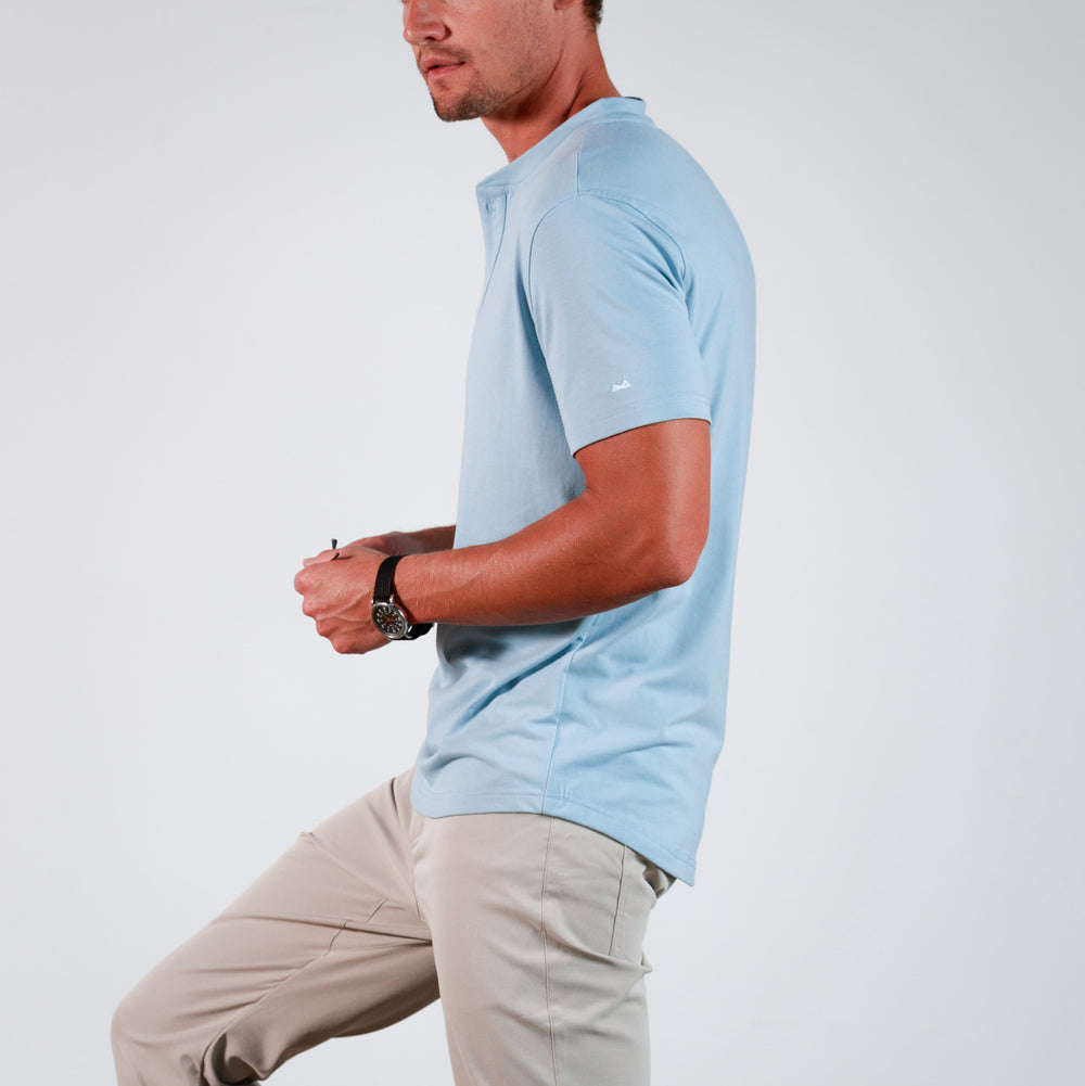 Everyday Henley Short Sleeve in Blue Fog from Myles Apparel