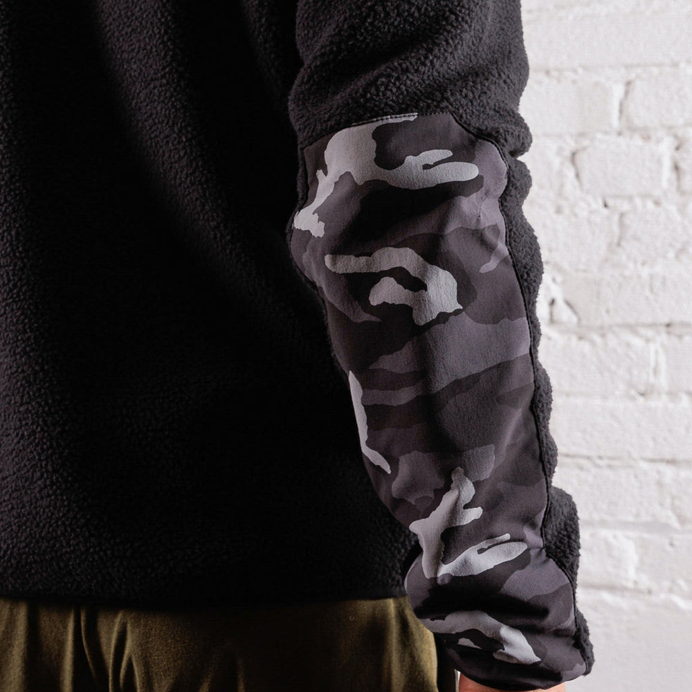 High Pile Sherpa Jacket in Black Camo from Myles Apparel