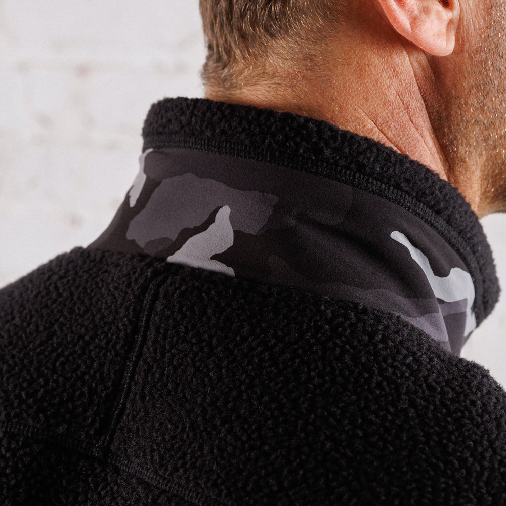 High Pile Sherpa Jacket in Black Camo from Myles Apparel