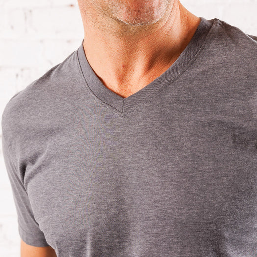 Everyday Tee with V-Neck in Heather Black from Myles Apparel