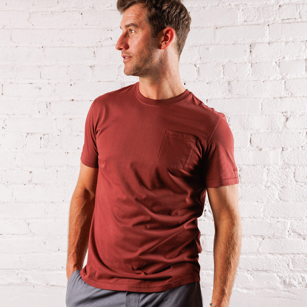 Everyday Tee with Pocket in Crimson from Myles Apparel