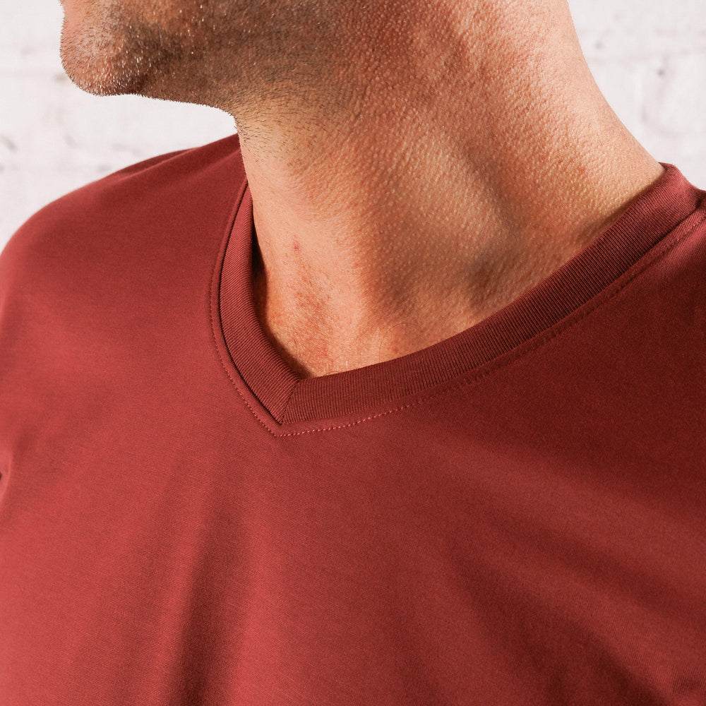 Everyday Tee with V-Neck in Crimson from Myles Apparel