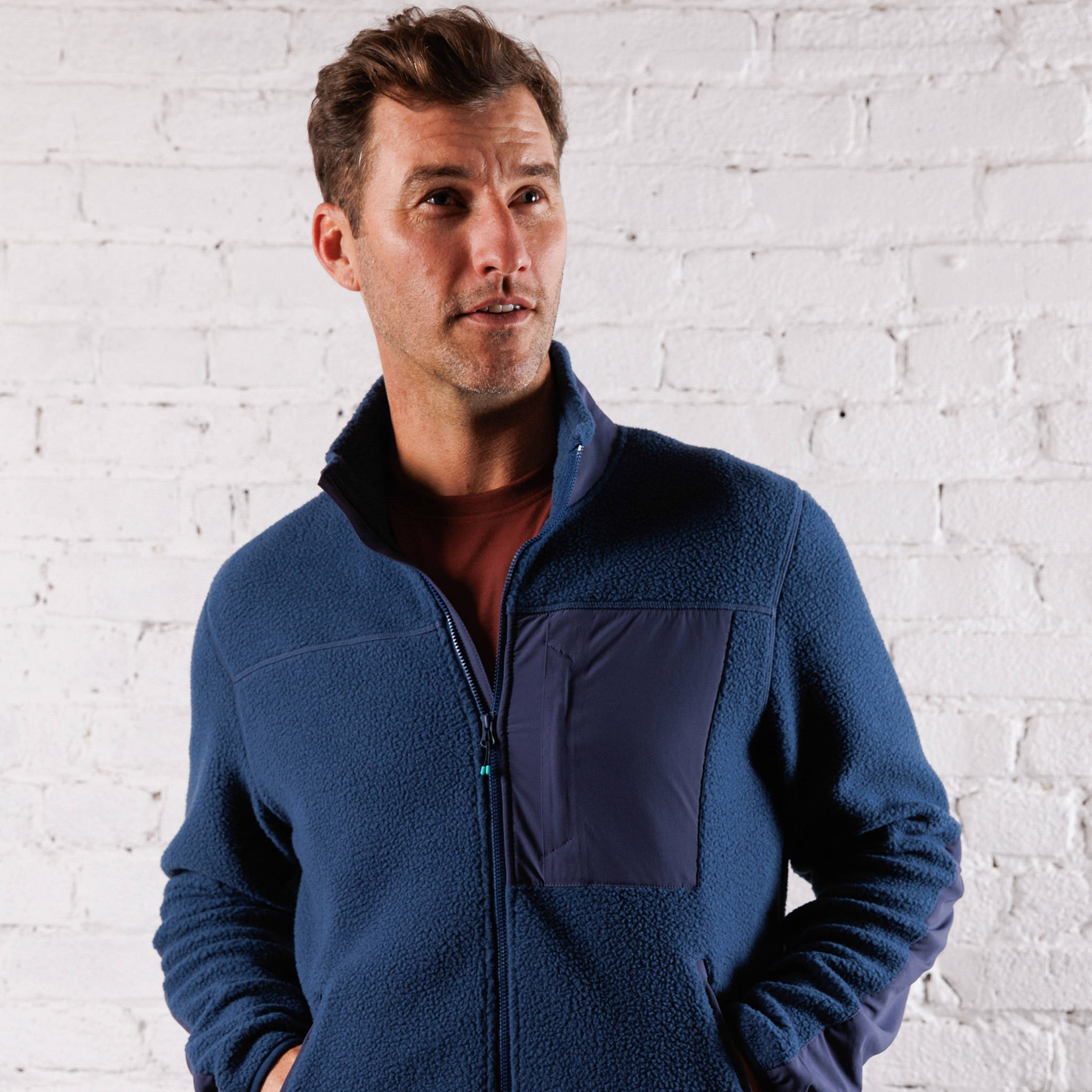High Pile Sherpa Jacket in River | Men's Zip-Up Fleece Jacket by