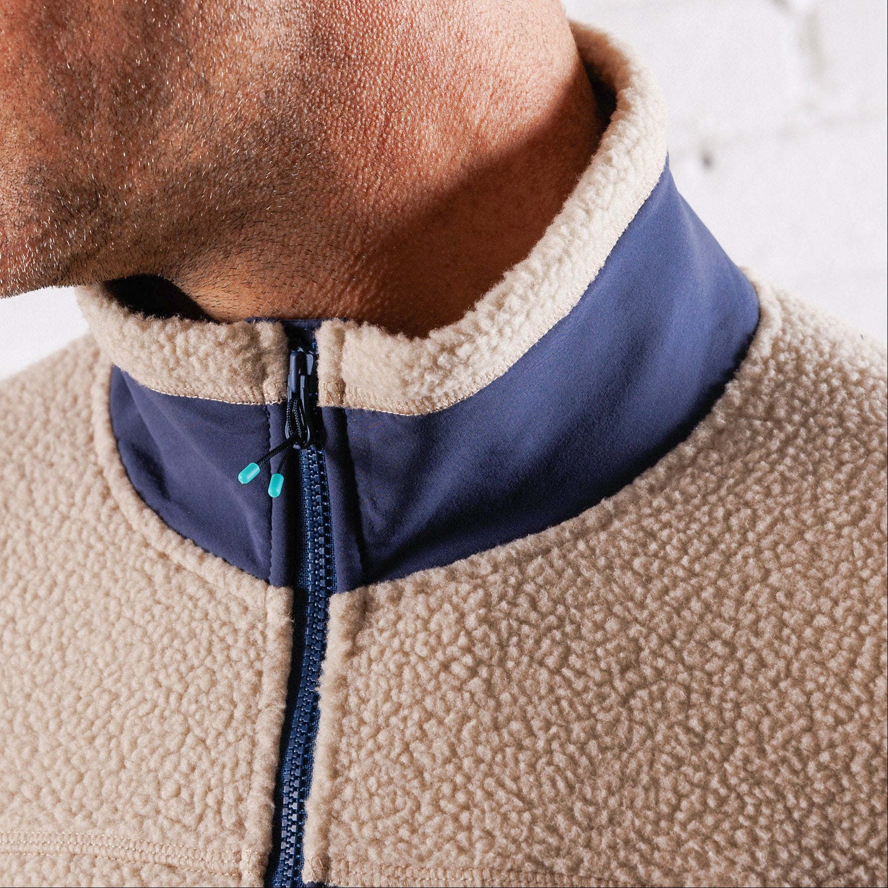 High Pile Sherpa Jacket in Khaki | Men's Zip-Up Fleece Jacket by