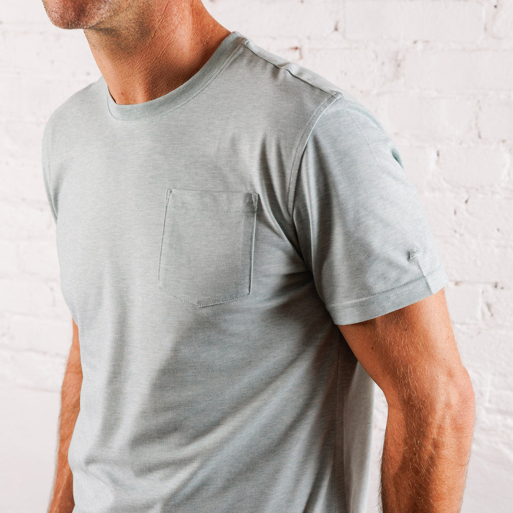 Everyday Tee with Pocket in Heather Gray Green from Myles Apparel