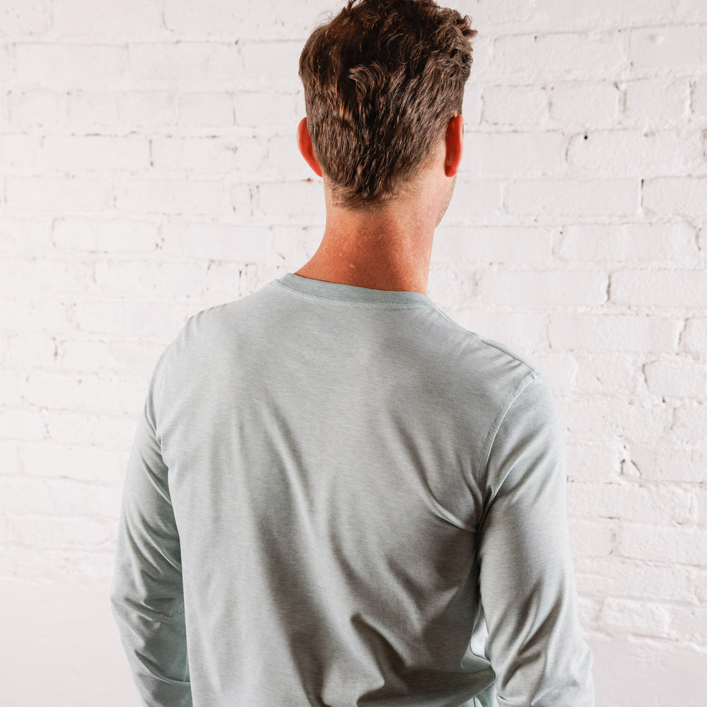 Everyday Long Sleeve Tee with Pocket in Heather Gray Green from Myles Apparel