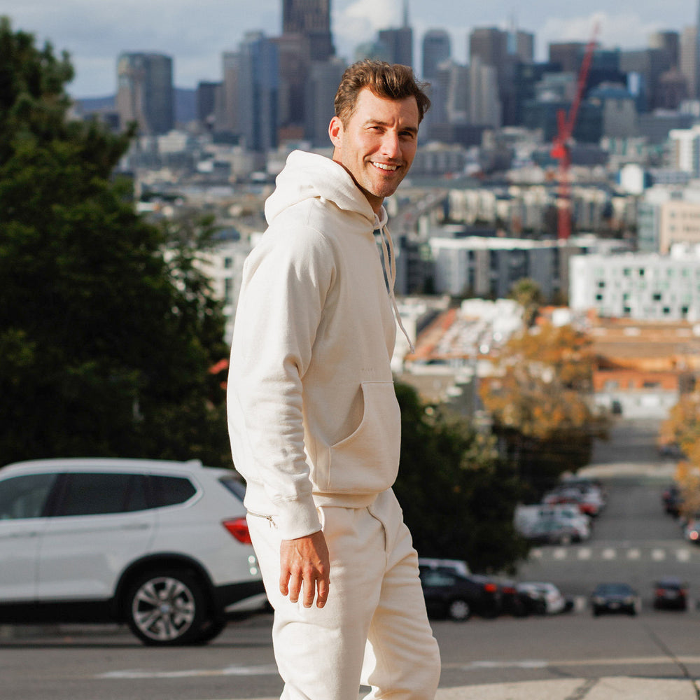 Skyline Heavyweight Fleece Hoodie in Oatmeal from Myles Apparel