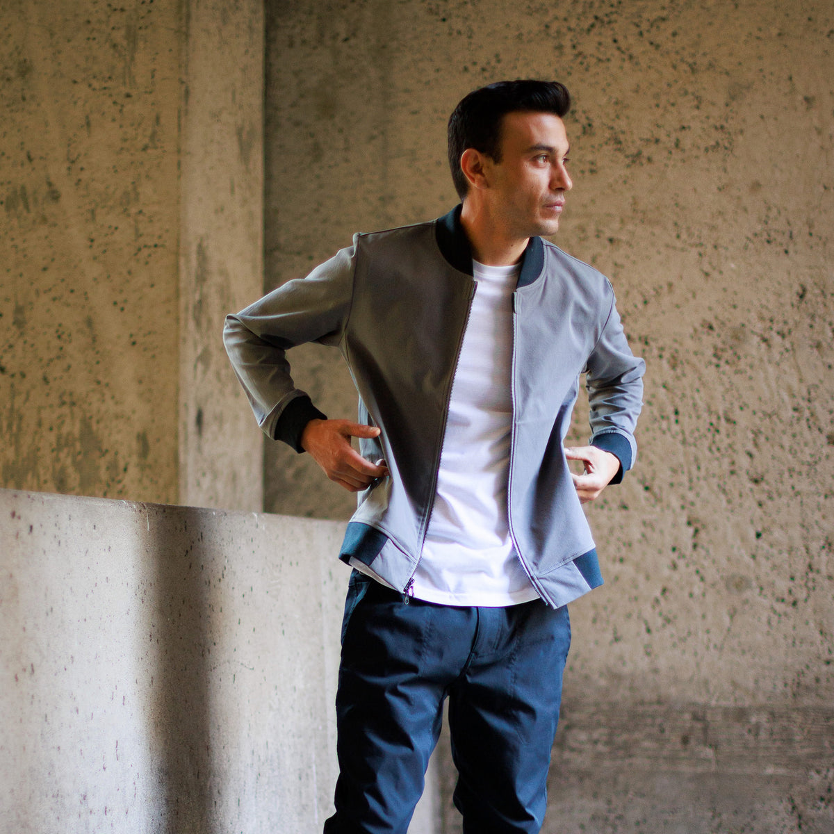 Myles Apparel Tour Bomber in Slate
