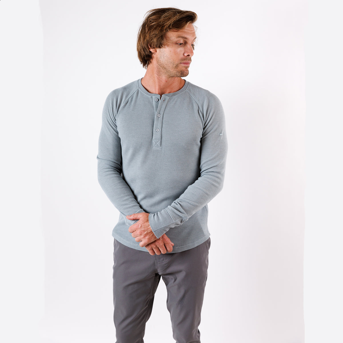 Weekend Thermal Henley in Good Gray | Myles Apparel | Myles Apparel