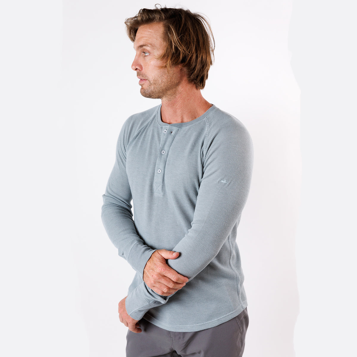 Weekend Thermal Henley in Good Gray | Myles Apparel | Myles Apparel