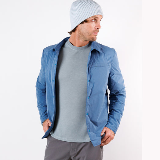 Reversible Insulated Shirt Jacket in Dusty Blue from Myles Apparel
