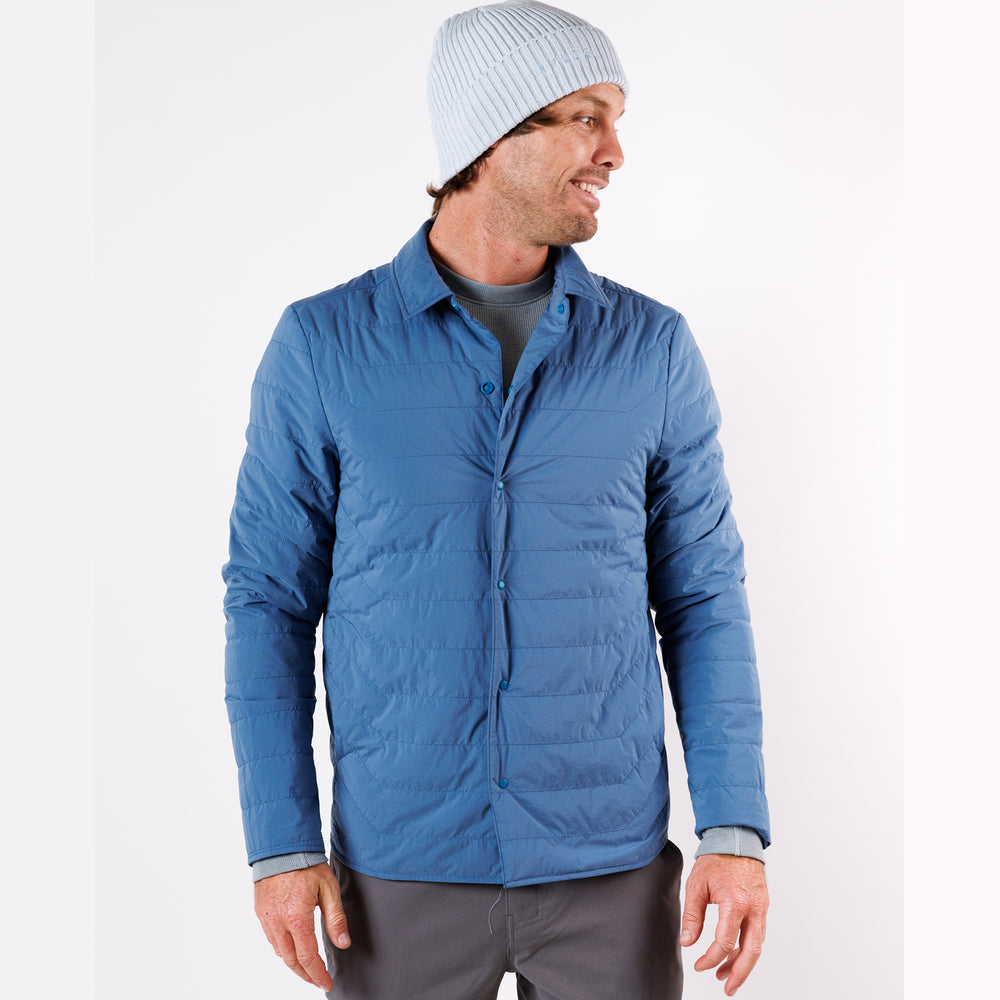 Reversible Insulated Shirt Jacket in Dusty Blue from Myles Apparel