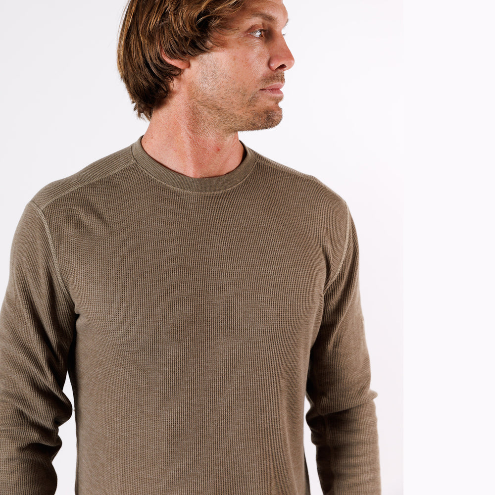 Weekend Thermal Crew in Dark Khaki from Myles Apparel
