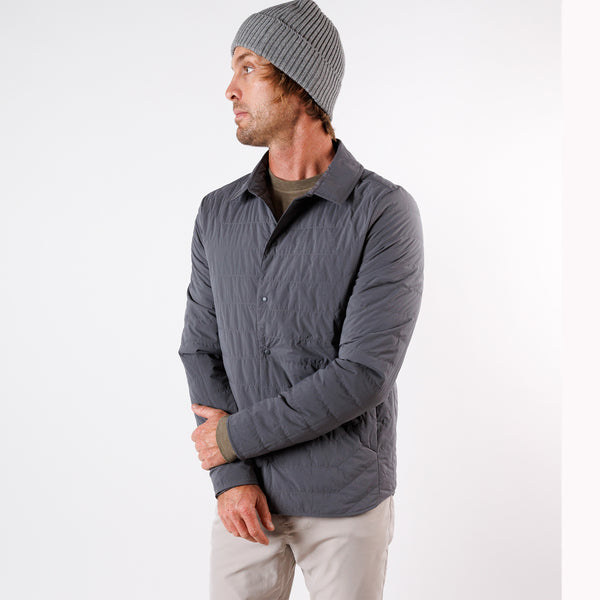 Reversible Insulated Shirt Jacket in Slate Gray | Packable for
