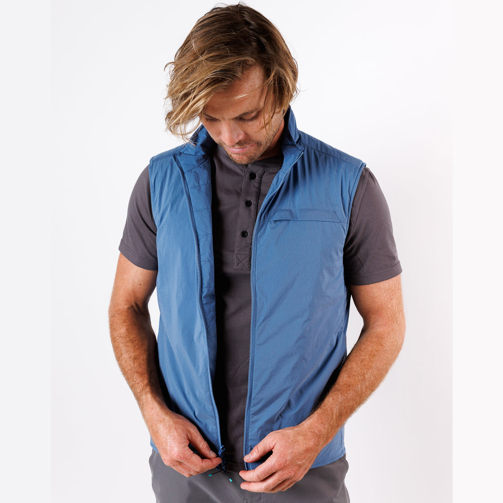 Reversible Insulated Vest in Dusty Blue from Myles Apparel