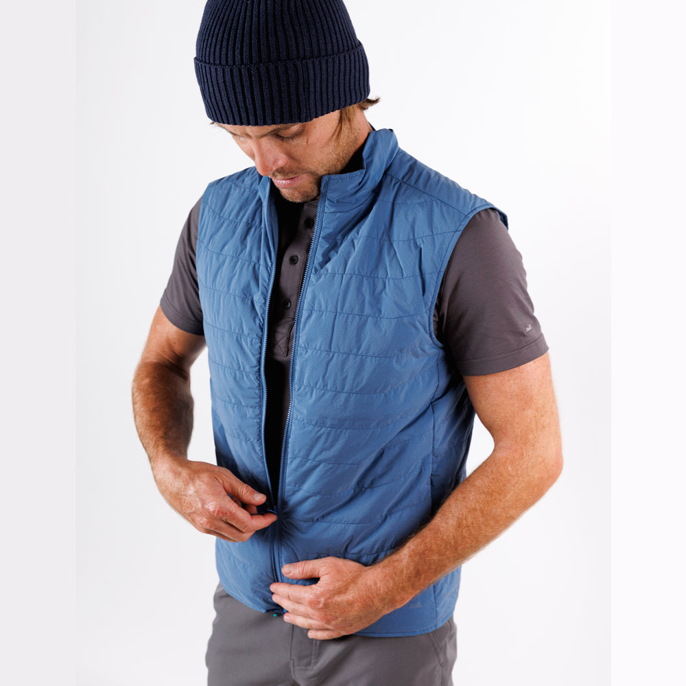 Reversible Insulated Vest in Dusty Blue from Myles Apparel