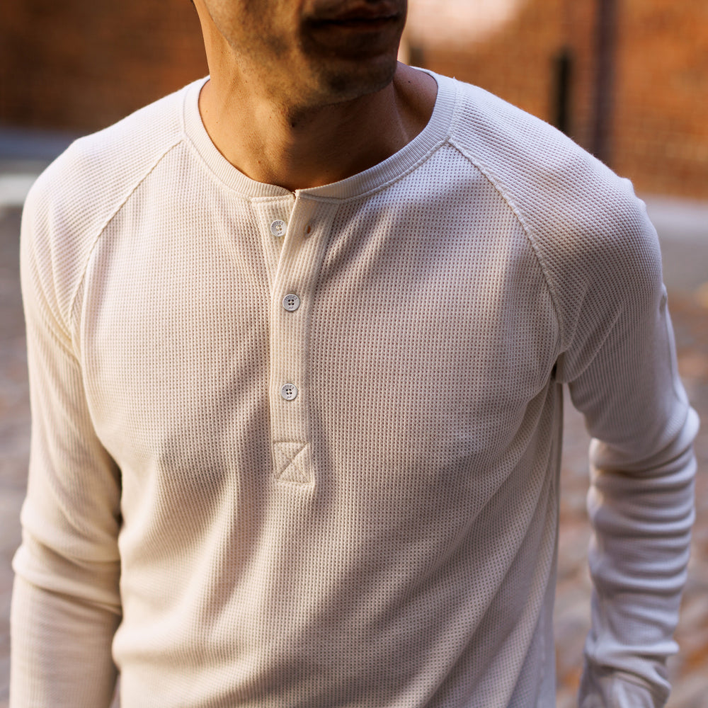 Weekend Thermal Henley in Dark Khaki from Myles Apparel