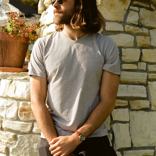 Everyday Tee with V-Neck in Heather Gray from Myles Apparel